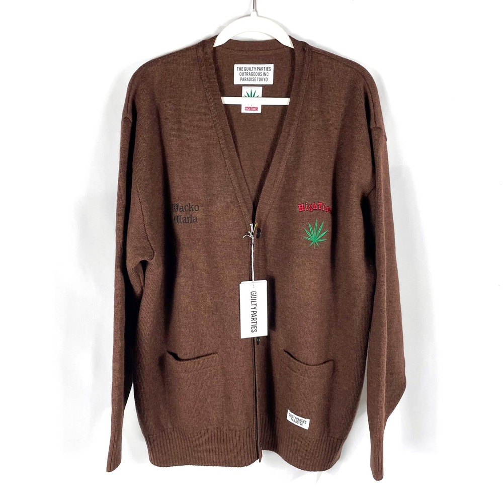 Wacko Maria Guilty Parties High Times Cardigan Sweater Brown Wool Knit Mens XL